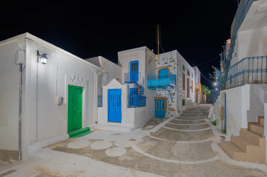 Gasse von Chora auf Astypalea in der Nacht Gasse von Chora auf Astypalea in der Nacht